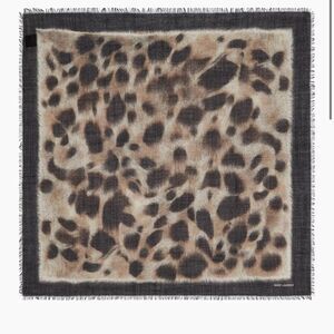 NWT Saint Laurent
Square Snow Leopard Bandana In Wool